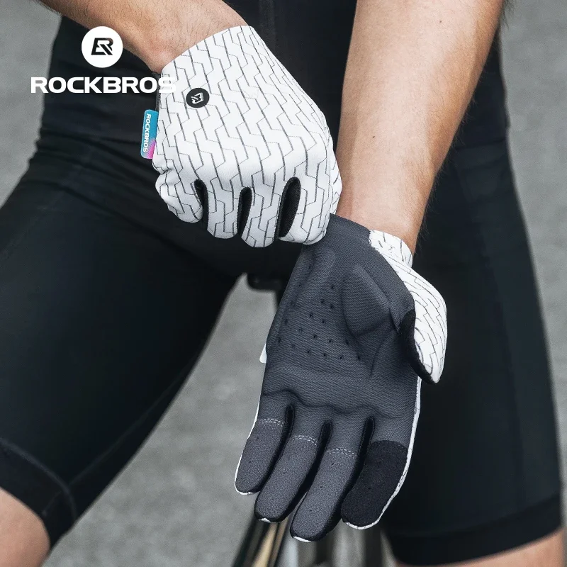 ROCKBROS Sunscreen Cycling Gloves Breathable Bike Finger Half Gloves Shock Absorption Non-slip Gloves Outdoor Full Finger Gloves