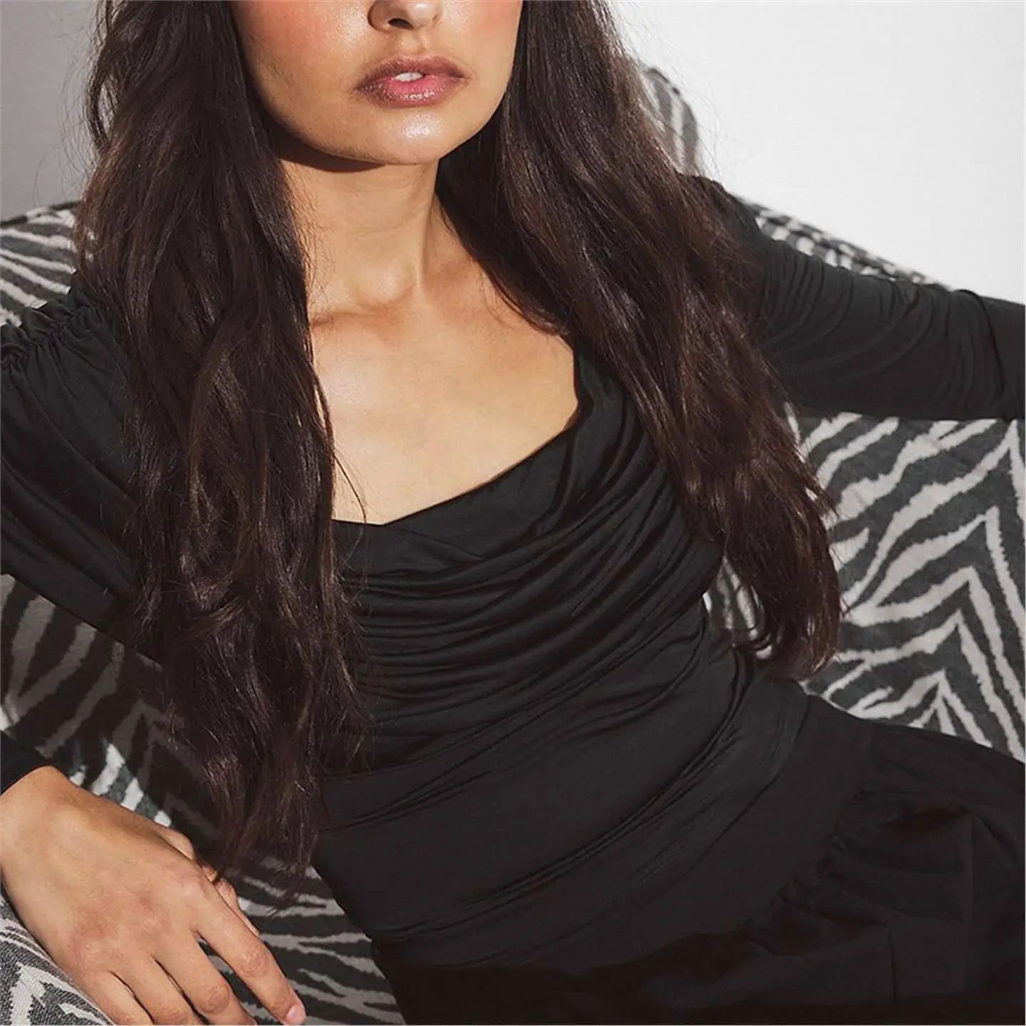 المرأة الخريف جديد عميق جولة Ne الوجه لون نقي طويل Sve البطن تعرية البلوز الأعلى ملابس غير رسمية Faionable #2