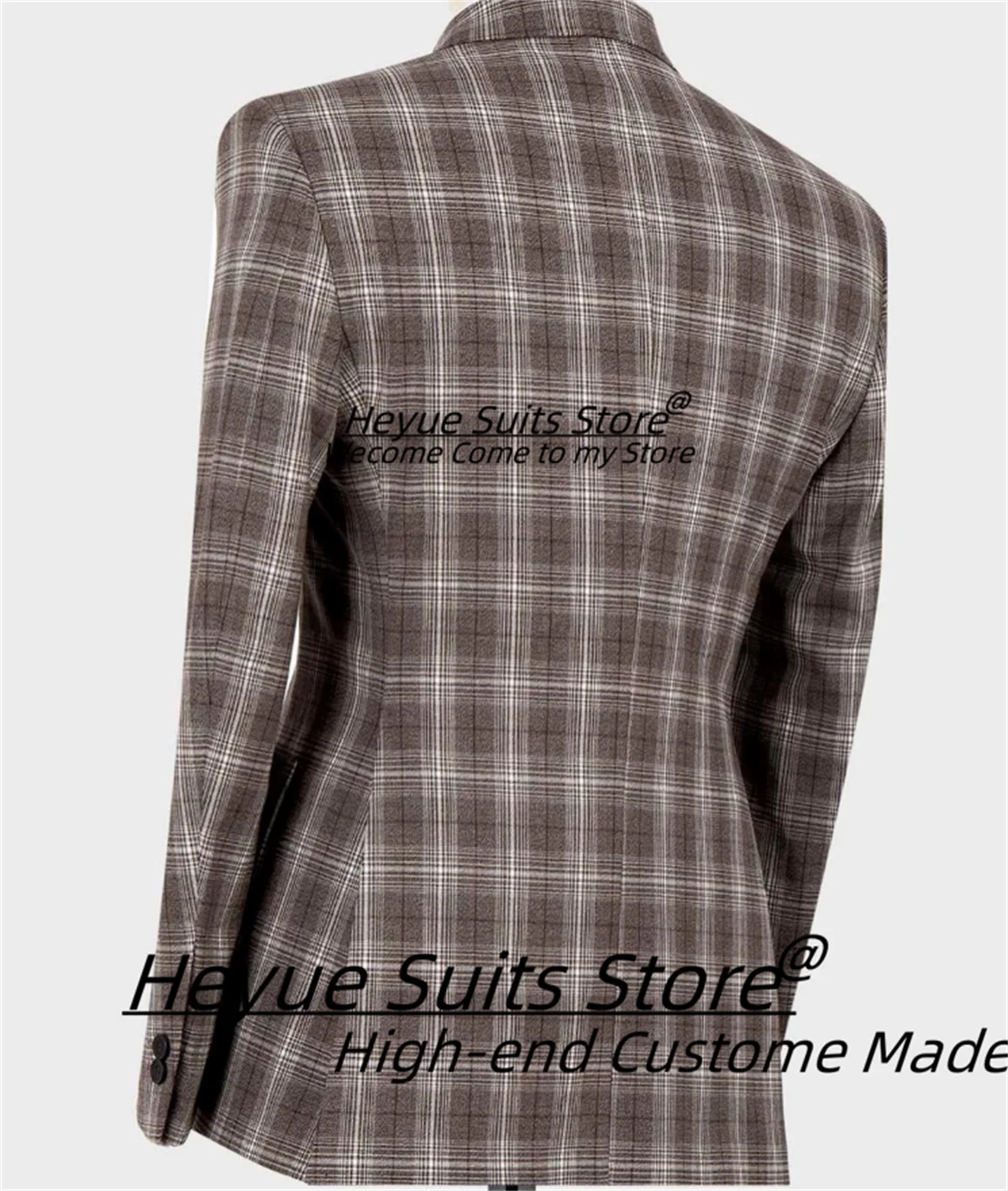 Italian style Retro Plaid Men Suits Customized Slim Double Breasted Groom Wedding Tuxedos2Pcs Sets Male Prom Blazers Ropa Hombre