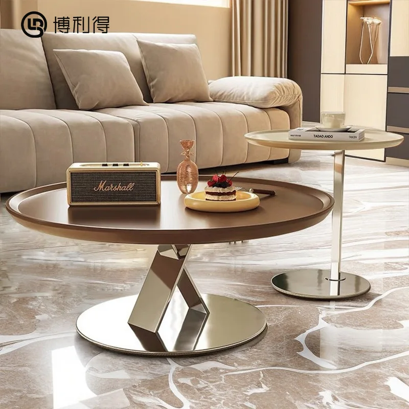 Light luxury minimalist creative tea table cream style French round living room