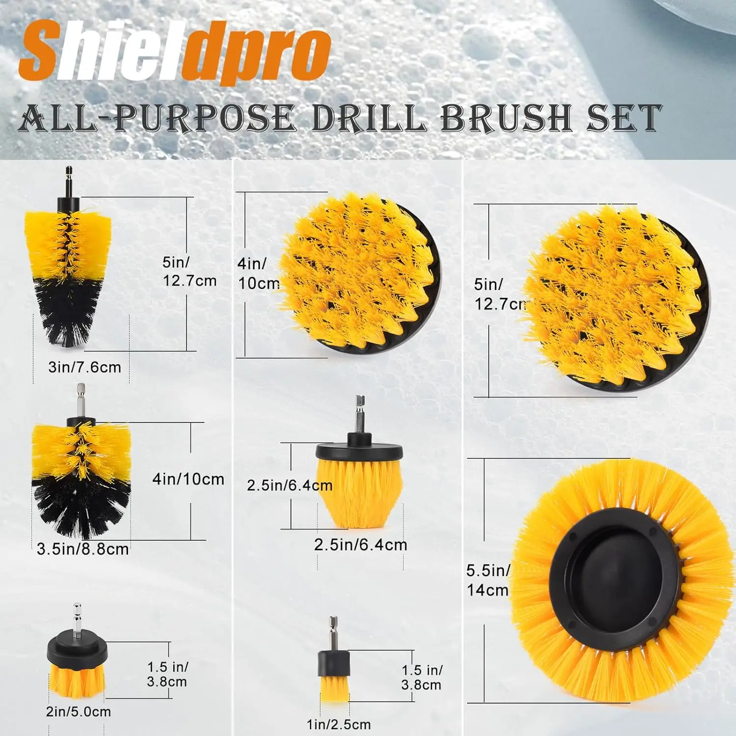 

Brush Attachment Set, Power Cleaning Scrub Brushes for Drill, Extend Long Attachment, All Purpose for Car Detailing, Bathroom, Carpet, Tile Grout, Sinks, Corners