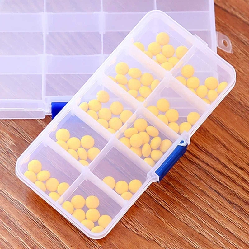 Portable Transparent Storage Box 10/15/24 Grids Plastic Clear Organizer with Cover Box for Jewelry Earrings Screw Nails Parts