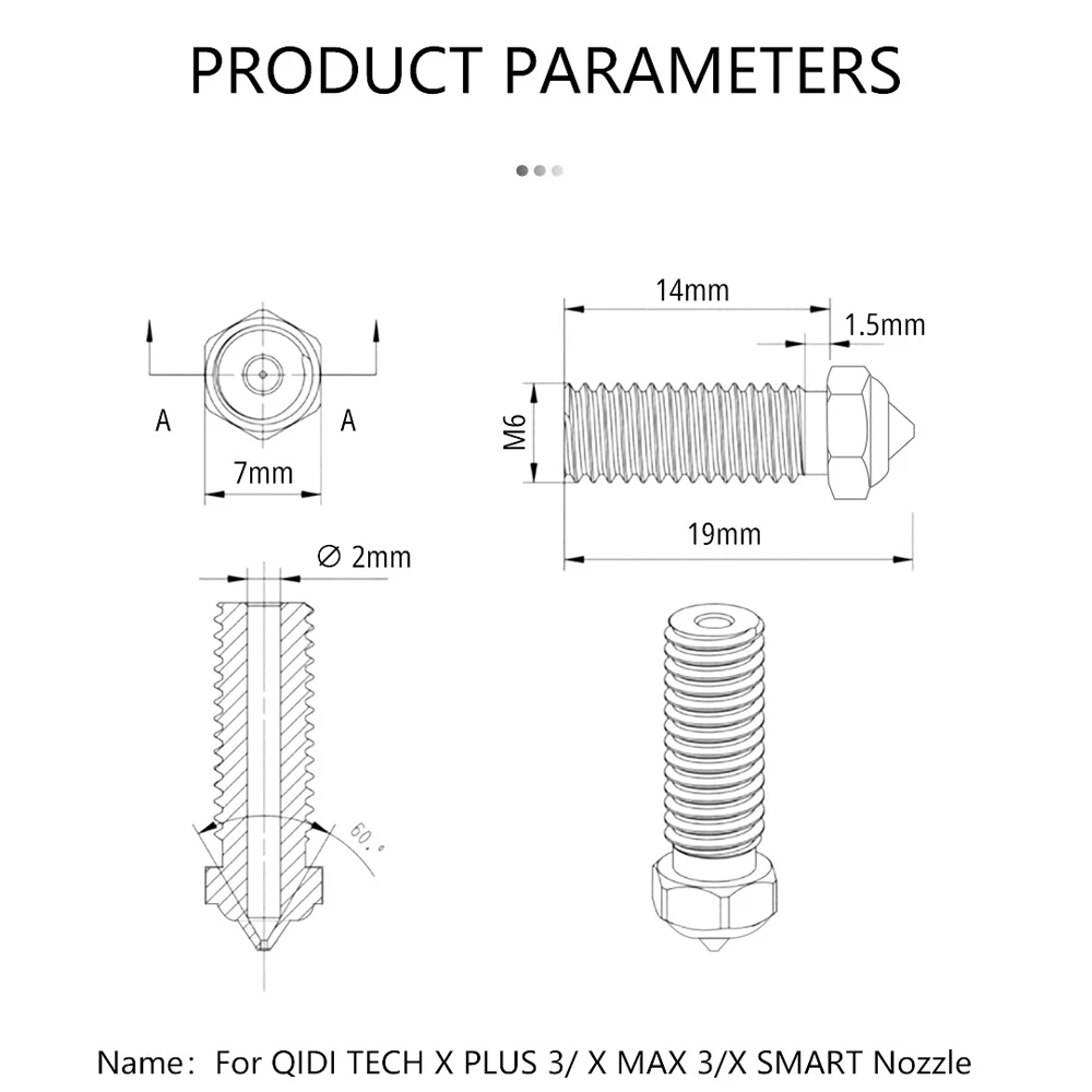 Boquilla CHT para QIDI TECH X PLUS 3/X MAX 3/X SMART 3, piezas de impresora 3D de alto flujo, clon de cobre, latón endurecido, boquilla Stee QIDI