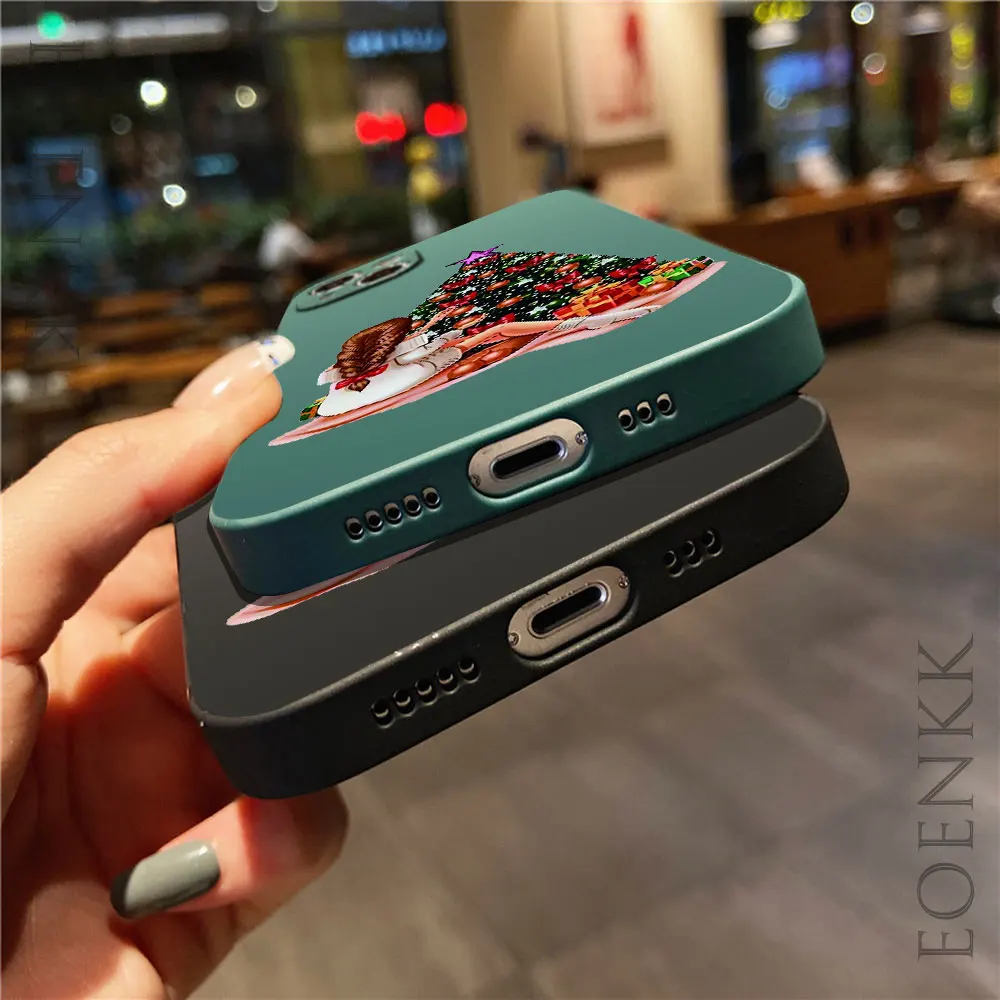 Christmas Cartoon Tree New Year Phone Case For iPhone 16 15 14 11 12 13  Pro Max 12 13Mini 7 8 Plus X XR XS SE 2020 Soft Cover