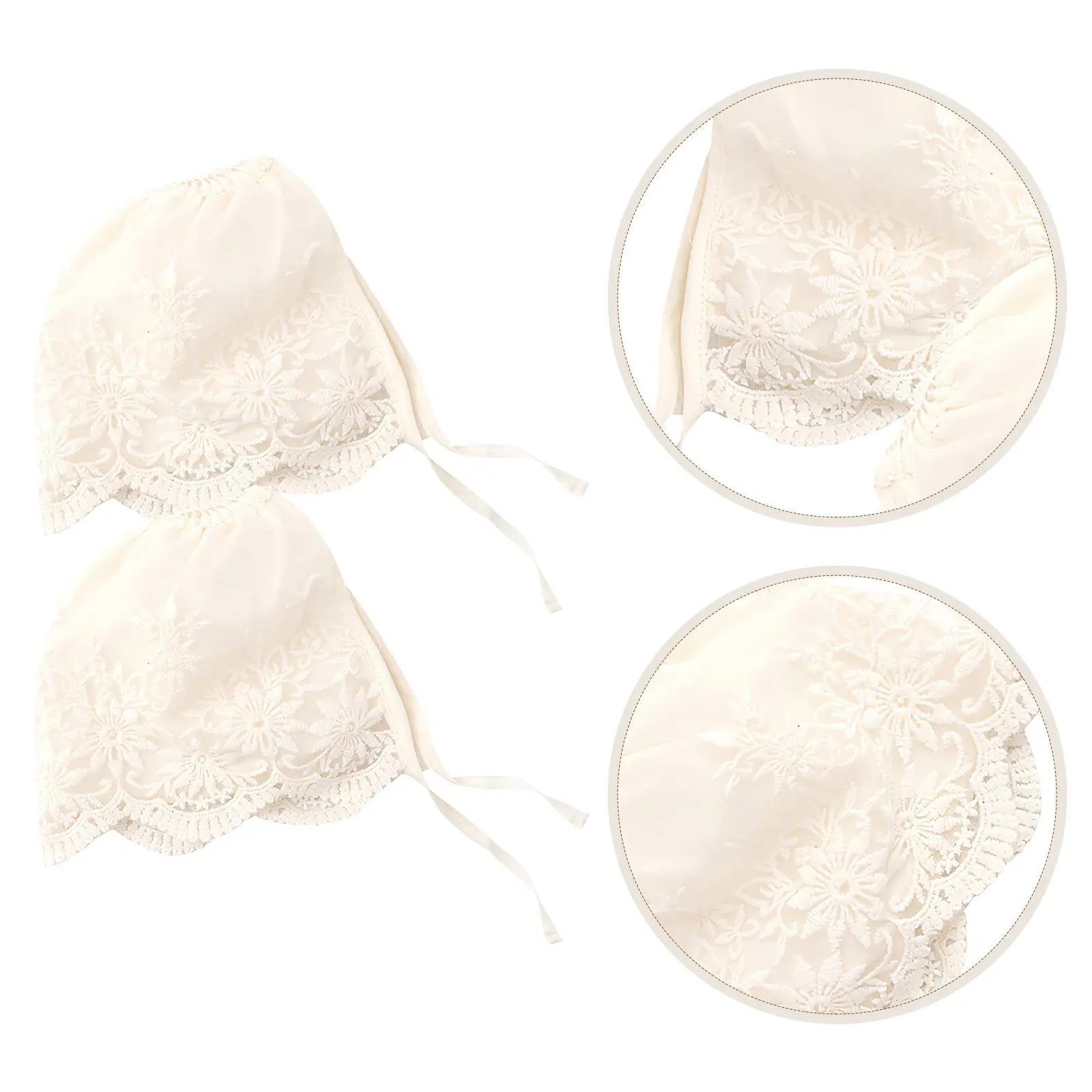 

2Pcs Girl Bonnet 6-12 Months Delicate Lace Newborn Cap Comfortable Fit for Special Occasions Photography