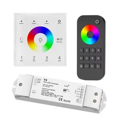 New T14 Led RGB RGBW Controller Touch Panel RF 4 Zone  Remote Wireless 5050 3528 Strip Controller 5A 4 Channel Receiver