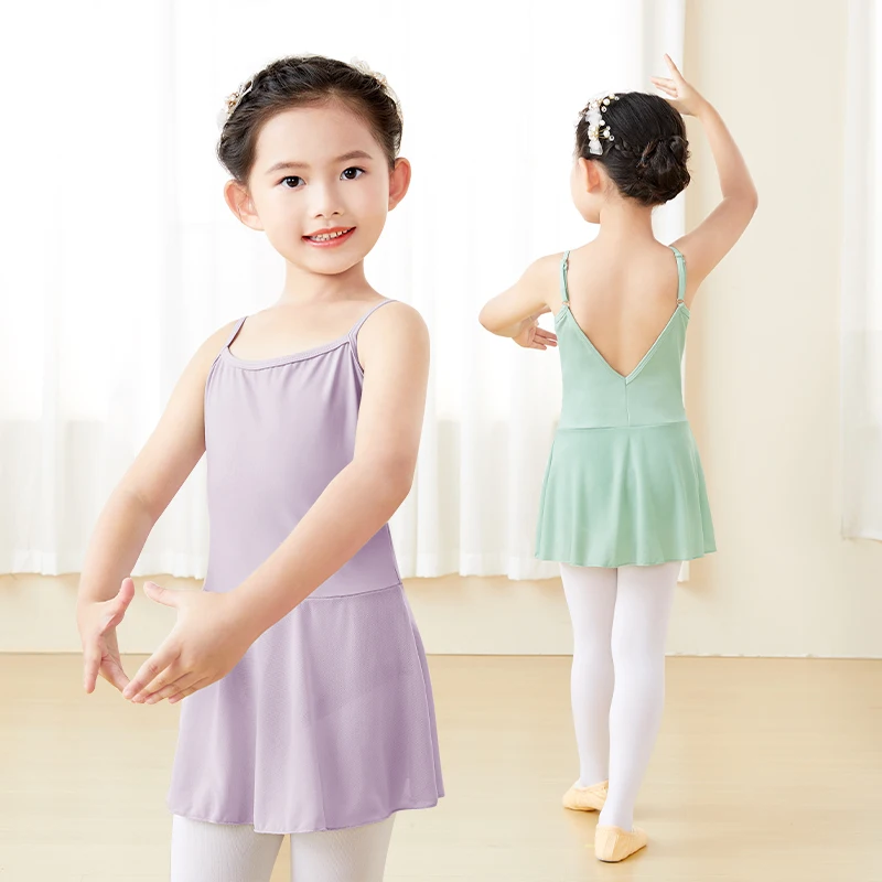 Ballet Leotards for Girls Adjustable Shoulder Strap Gymnastics Leotard Dress Ballet Dancing Bodysuit Kids Teen Dance Dress