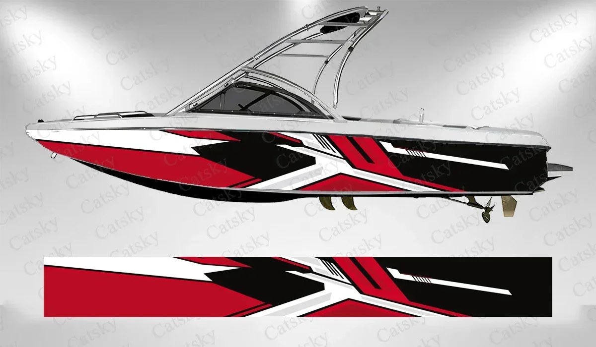 

Lightning abstract irregular graphics Boat wrap sticker vinyl boat for pontoon deck boat fishing platform decal sticker