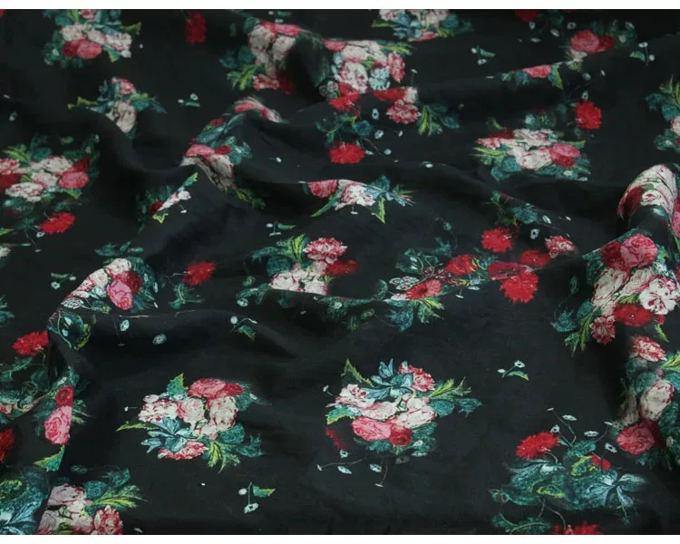 1yard Fashion unique cheongsam dress robe shirt fabrics for clothing Pure linen fabric Floral series printing sewing - view 5