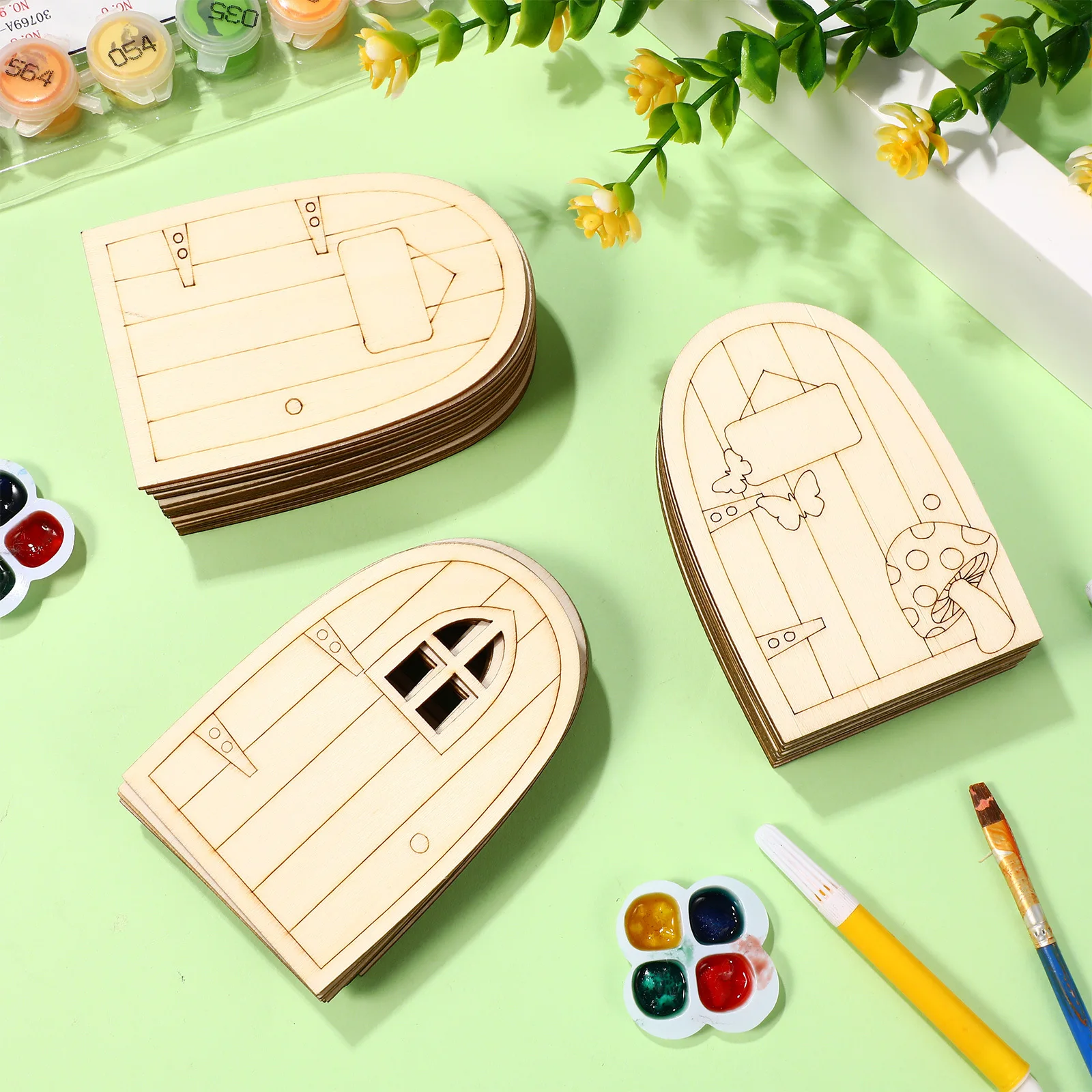

36 Pcs Office Decor Garden Fairy Door Miniature Decoration Craft Doors Paintable