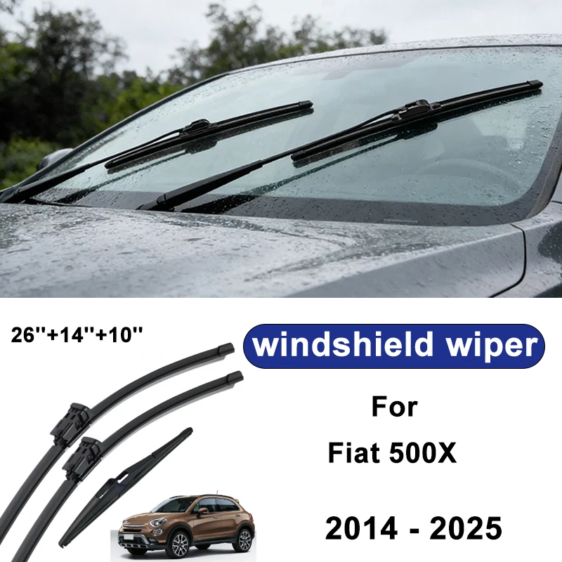 

For Fiat 500X 2014-2025 car windshield front/rear wipers, silent wiper blades,car blade brush accessories