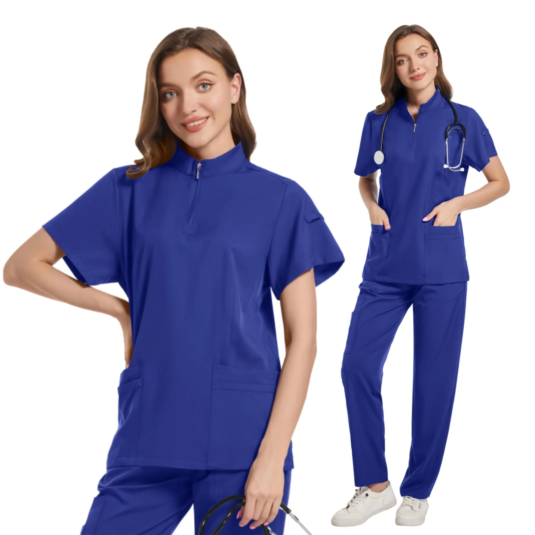 Medical Doctor Nurse Surgical Uniforms Woman Scrub Set Beauty Salon Work Wear Clinical Scrubs Top-Pants Spa Nursing Tunic Suit