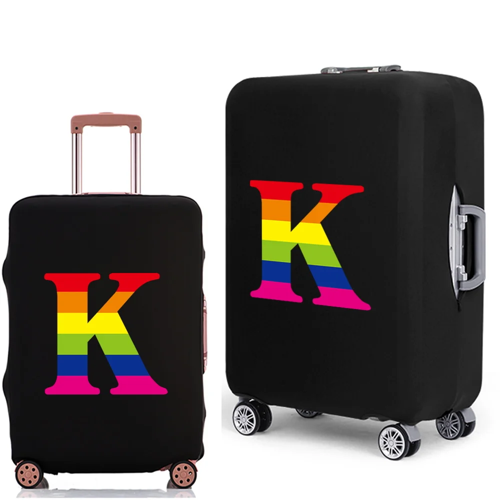 2022 Luggage Case Protective Cover Rainbow First Letter Pattern Travel Elastic Duffle Luggage Dust Cover for 18-28 Inch Suitcase