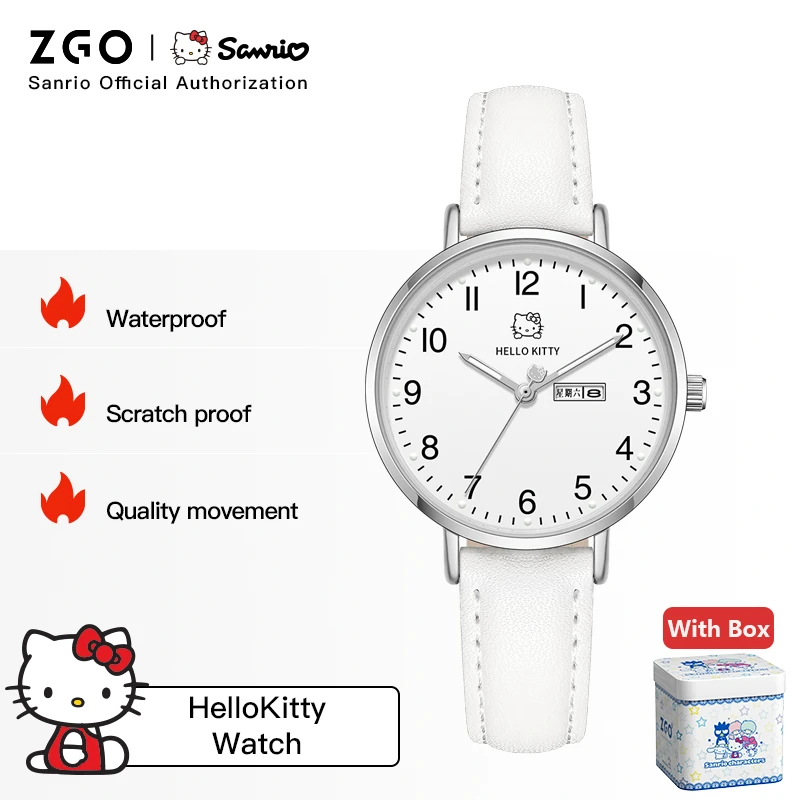 ZGO x Sanrio Hello Kitty Women Watch Waterproof Luminous Quartz Watch Girls Students Watches Ins Wrist Watch Birthday Gift 2108