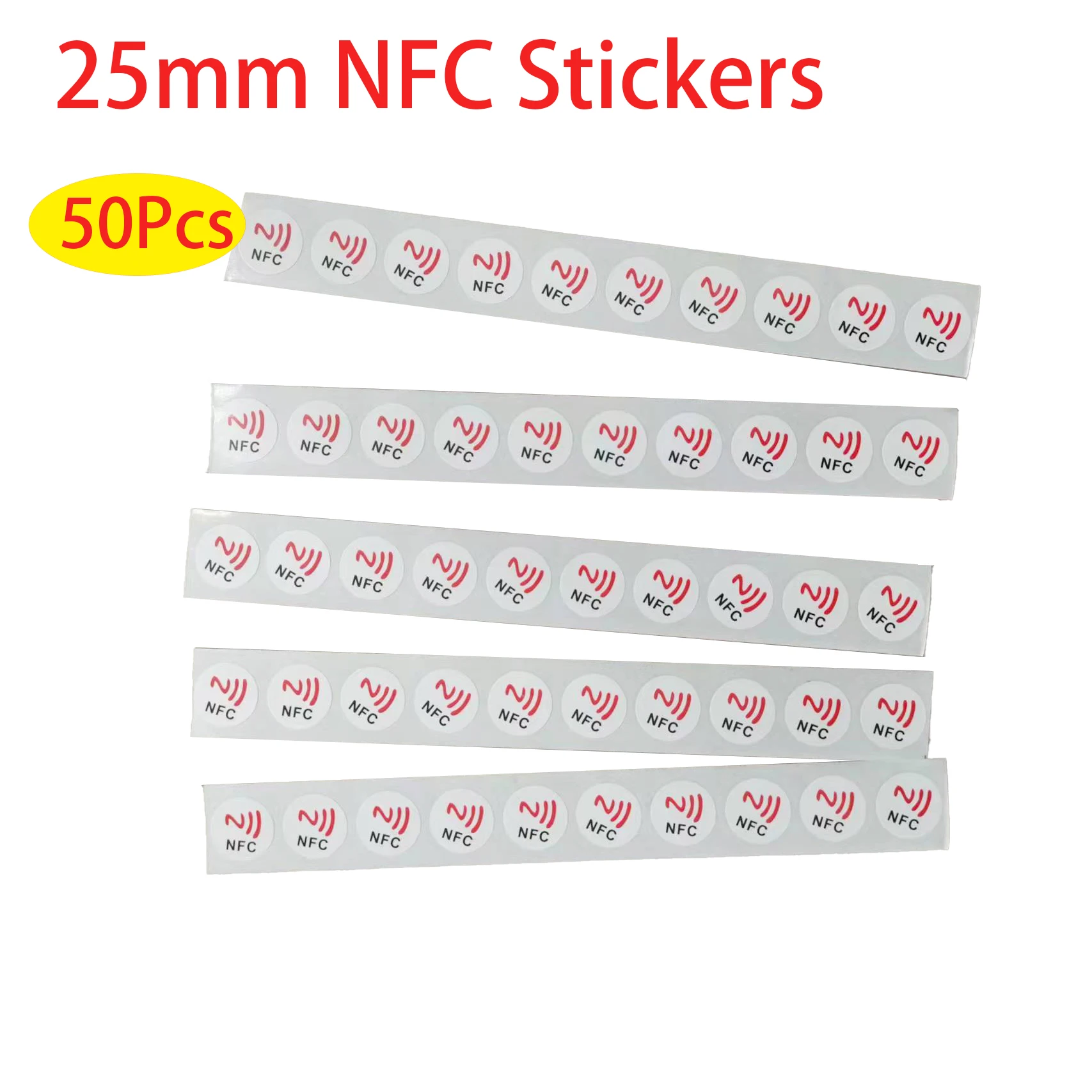 

10/30/50pcs 25mm NFC Stickers ISO14443A 13.56MHz NTAG 215 504 Bytes Universal Label RFID Tags for All NFC Phones Adhesive Tag