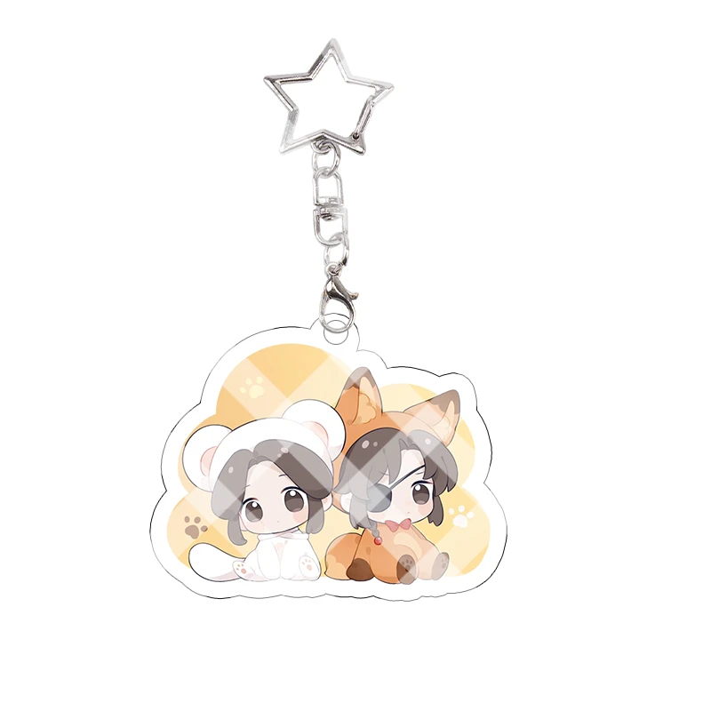 Heaven Official's Blessing Acrylic Keychain Pixel Chibi Character Bag Charm Pendant Cartoon Characters Keyring Festival Gift