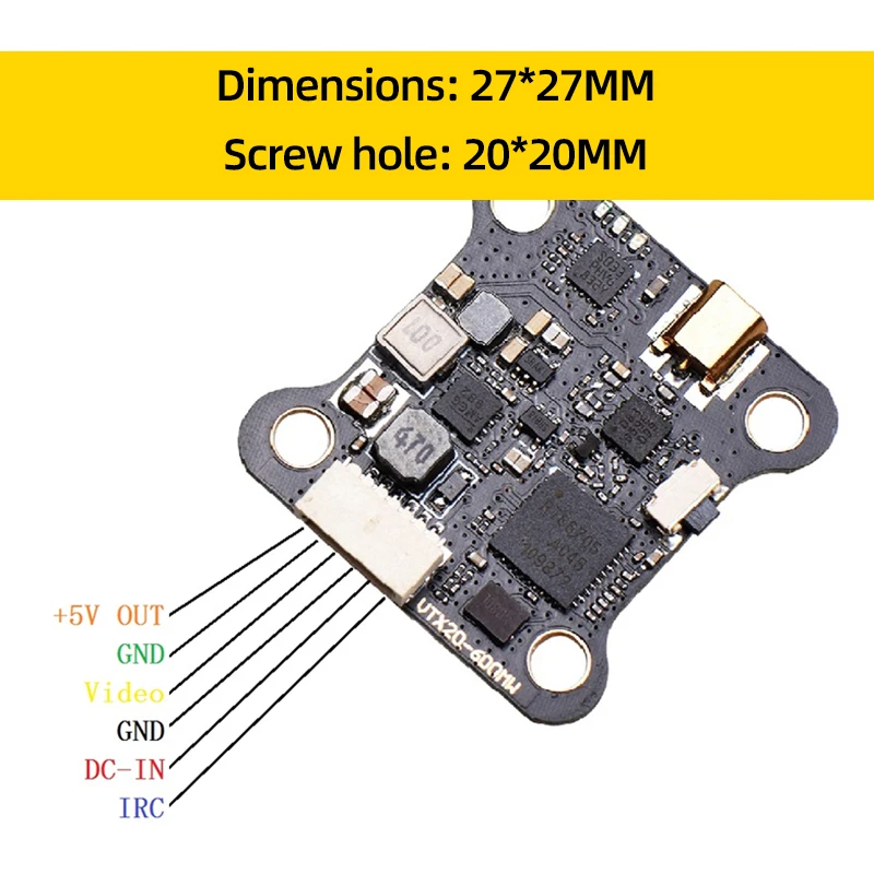 JHEMCU VTX20-600 5.8G 40CH FPV VTX صورة الارسال PIT/25/100/200/400/600mW ل RC FPV طويلة المدى سباق الطائرة بدون طيار