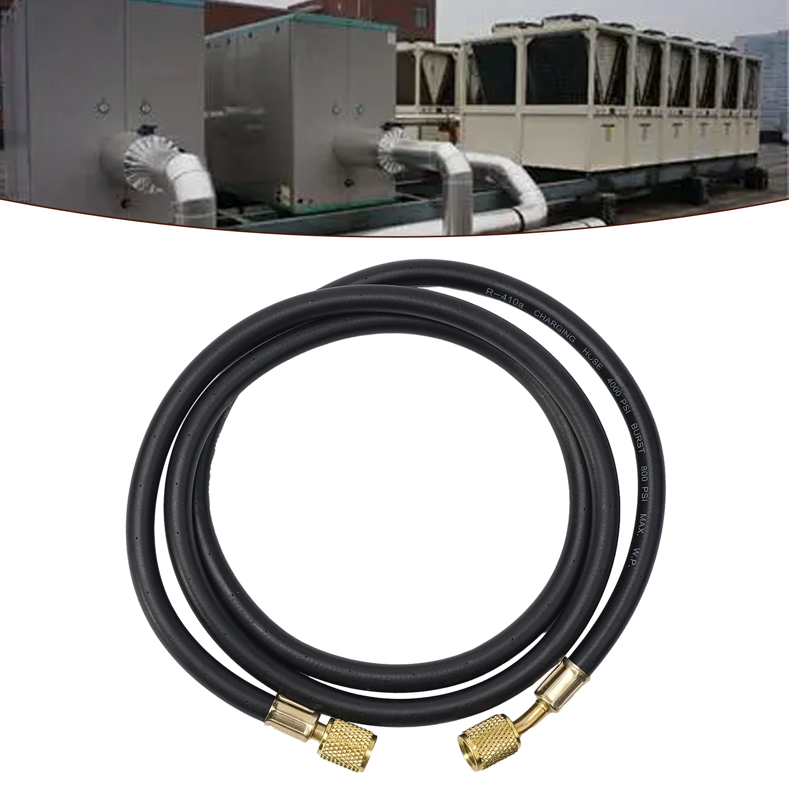 Refrigeration Charging Hose 59 Inch 1.5m AC 800PSI Guage HVAC 1/4 SAE R410a R134a With Low Loss Fittings Plumbing Brass Rubber