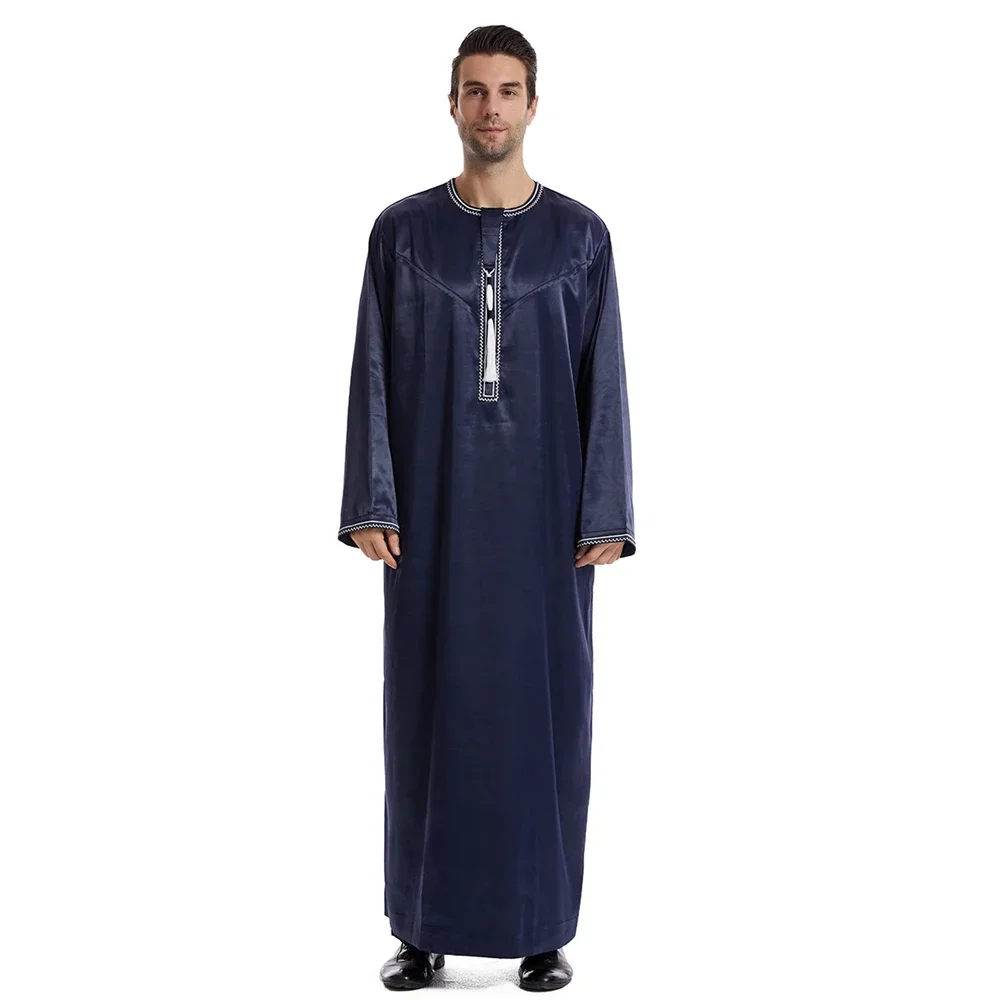 Suadi Arabo Uomo Thobe Jubba Robe Ramadan Eid Manica Lunga Thoub Medio Oriente Musulmano Abaya Abbigliamento Islamico Abito Caftano Musulman