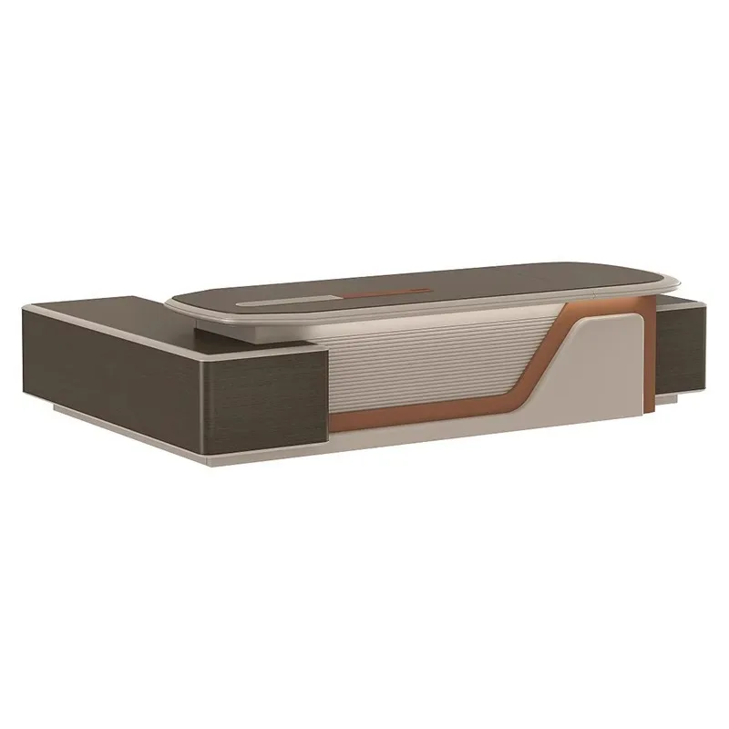 Office boss table Modern simple president table High-end atmosphere light luxury chairperson large class table and chair combina