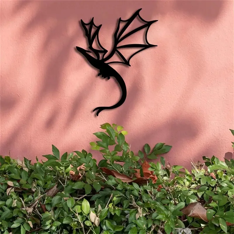 Arte de pared de metal con diseño de dragón, regalo para entusiastas de los dragones, decoración de habitaciones, arte de fantasía de cuevas legendarias, arte de pared de metal para decoración de interiores y exteriores, terraza, balcón