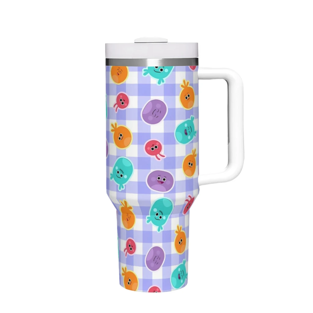 

Bumble Nums Pattern 01 40oz 1200ML High Quality Insulated Tumbler with Handle Straw Thermal Iced Travel Cup Coffee Cup