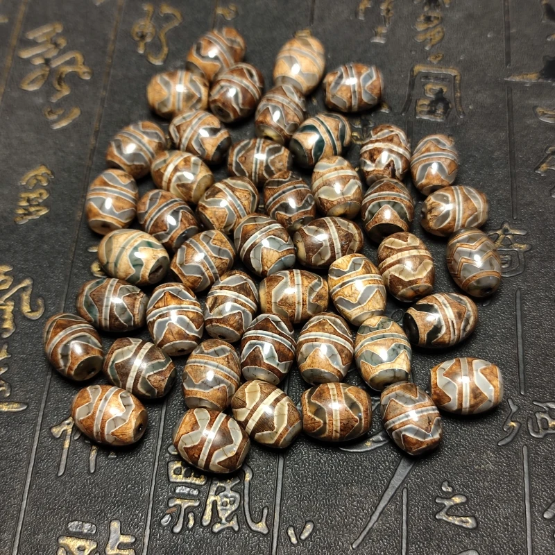 2 шт/iot Тибет двойные тигриные зубы дзи 10*14 мм цилиндрическая емкость зеленый узор с рудной кожей Цвет Агат Дзи мужские и женские ювелирные изделия DIY