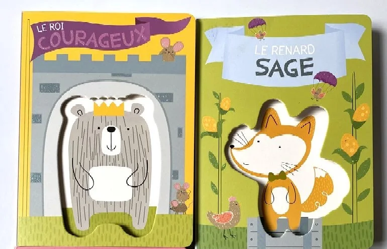 

2 Book Parent Child Kids Toddler Baby French Education Learning Book Animal Bedtime Story Cute Picture 3D Cardboard Book Age 0-3