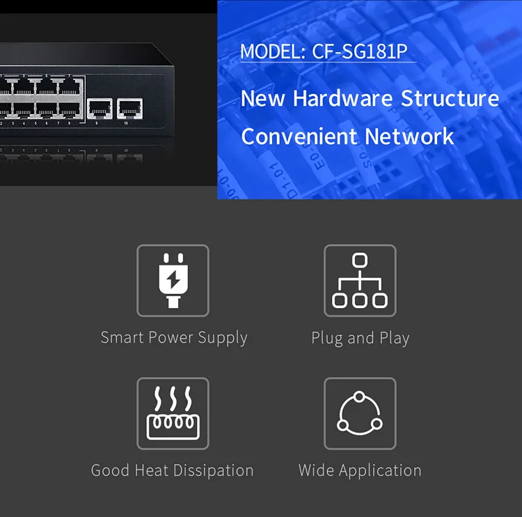 10 Port Gigabit Poe Switch With Bandwidth 16G 48V RJ45 1000Mbps Power Over Ethernet For IP Camera/Wireless AP Smart-switch