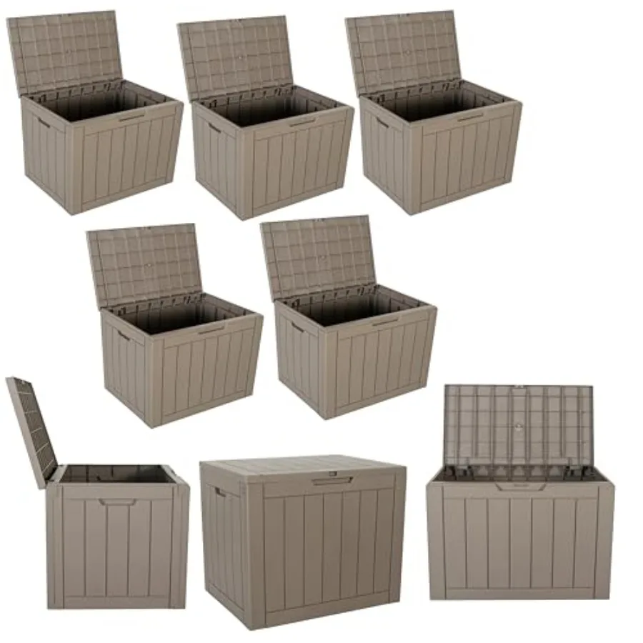 Set of 5 Indoor Outdoor Storage Boxes 30 Gallon Resin Deck Containers for Package Delivery Patio Furniture Cushions Garden Tool