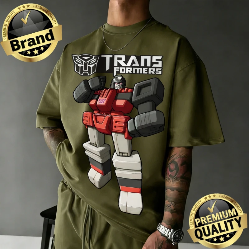 

Футболка Hasbro Transformers Brawl Graphic 2026, летняя, 100% хлопок, с принтом, дышащая, оверсайз, модная, свободная, универсальная, в стиле Y2K