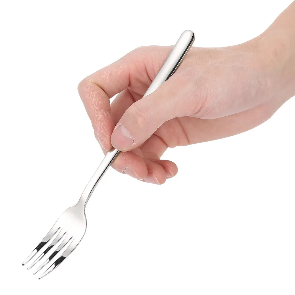 5Pcs Rustless Steel Dinner Fork Smooth Polished Glossy Table Fork Standard Fork Teeth Solid Thick Handle Food Eating Fork