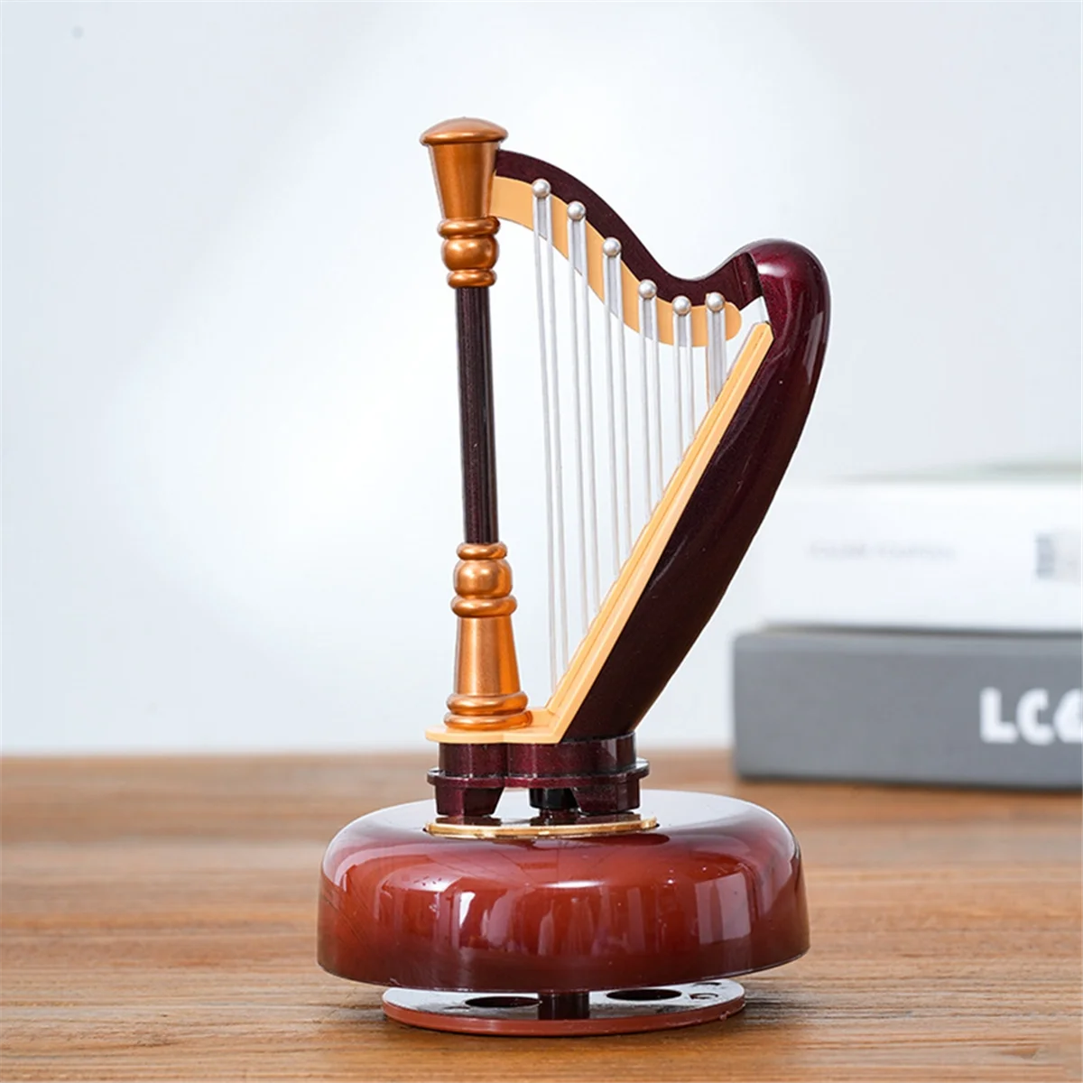 

Fast！Literary and Classical Style Rotating Music Box Music Box Desktop Ornaments Birthday Gift Music Lover,Harp