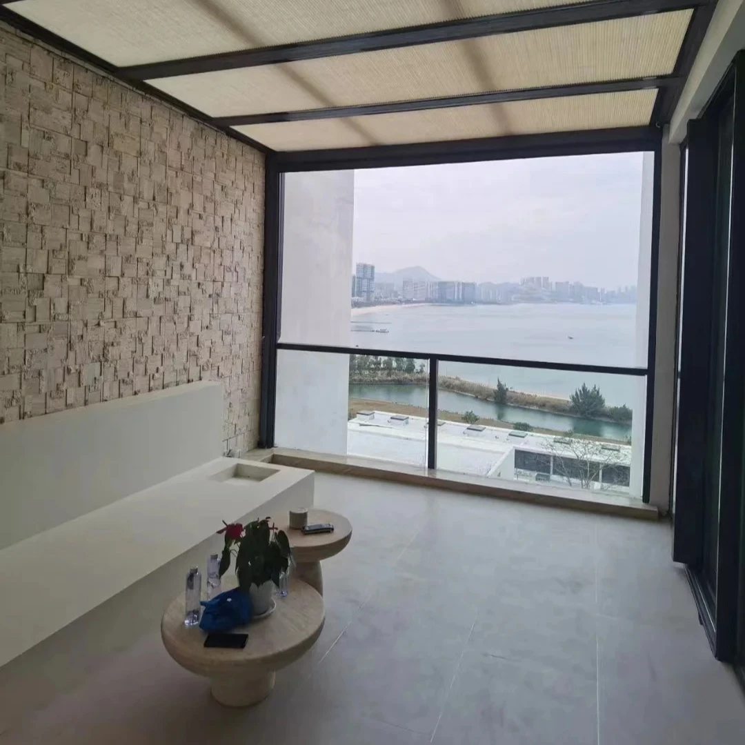 

Outside Roller Blinds Motorized Vertical Curtains Windproof Zip Screen Roller Blinds for Garden