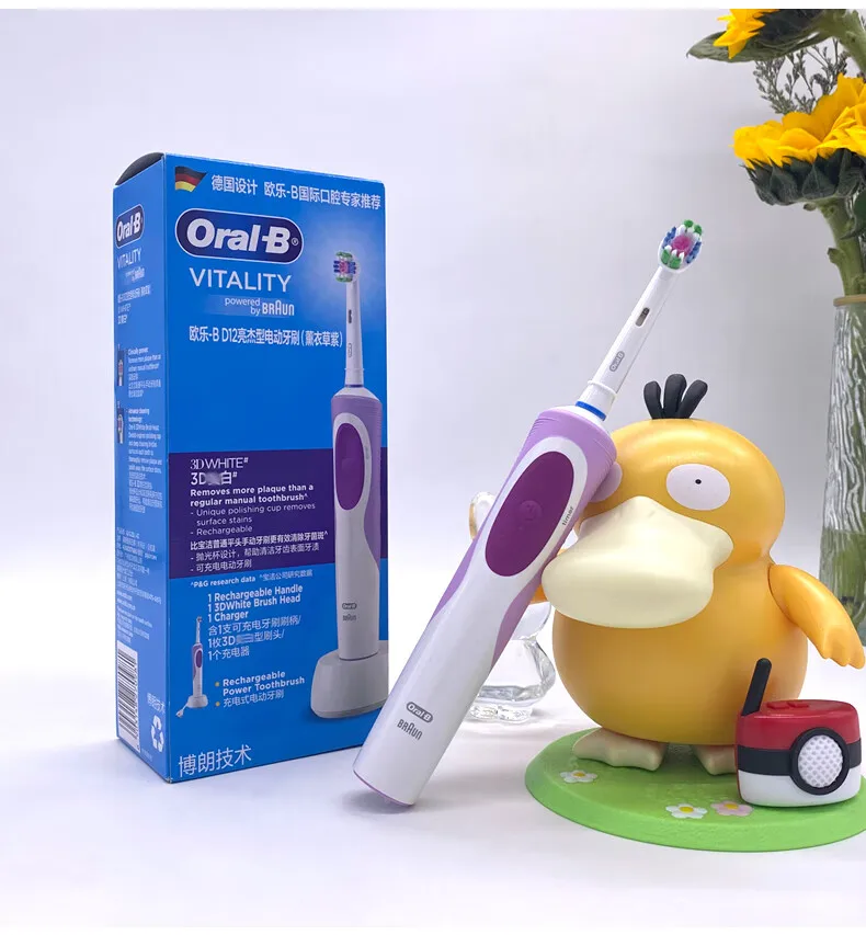Oral B D12 Elektrische Zahnbürste Rotationsreinigung der Zähne mit 2-Minuten-Timerfunktion Sichere Induktive Aufladung
