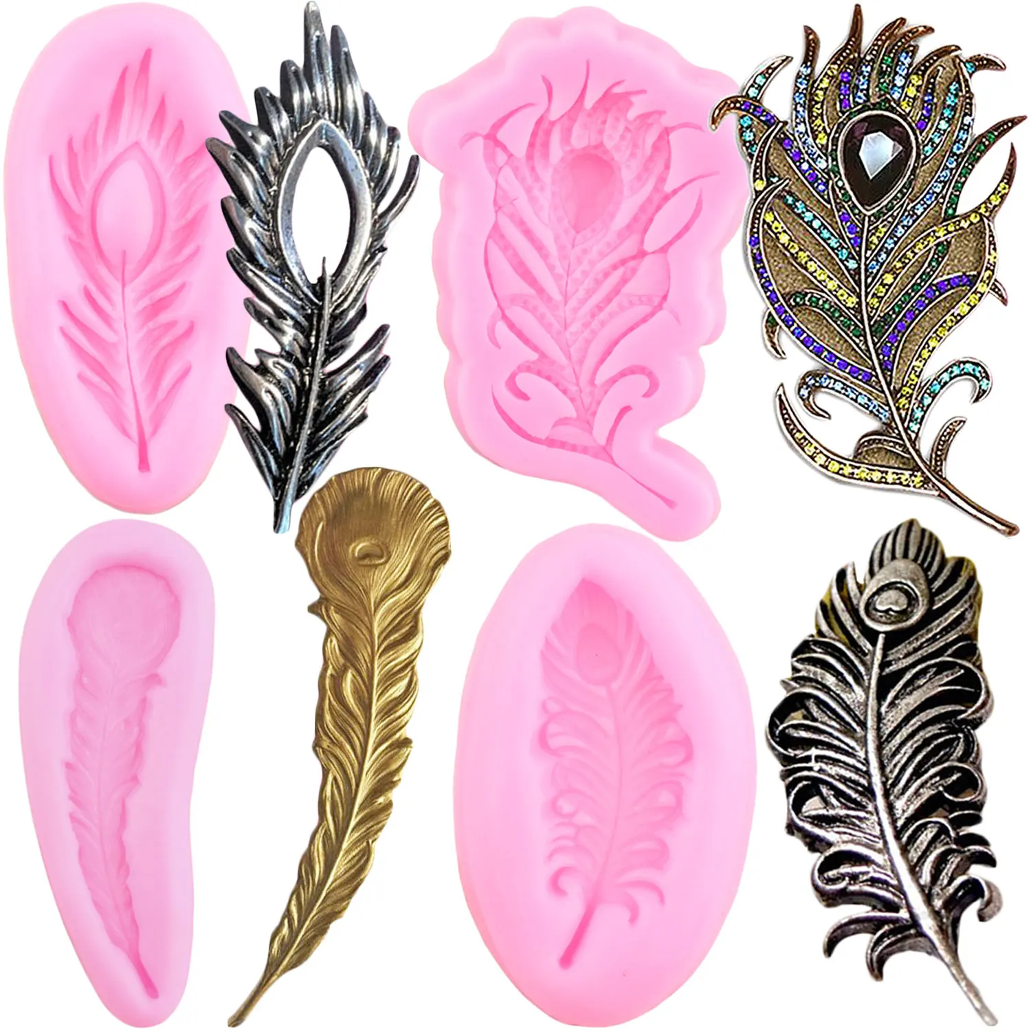 

Feathers Silicone Mold Feather Shape Fondant Molds Cake Decorating Tools Candy Resin Clay Mould Chocolate Gumpaste Moulds