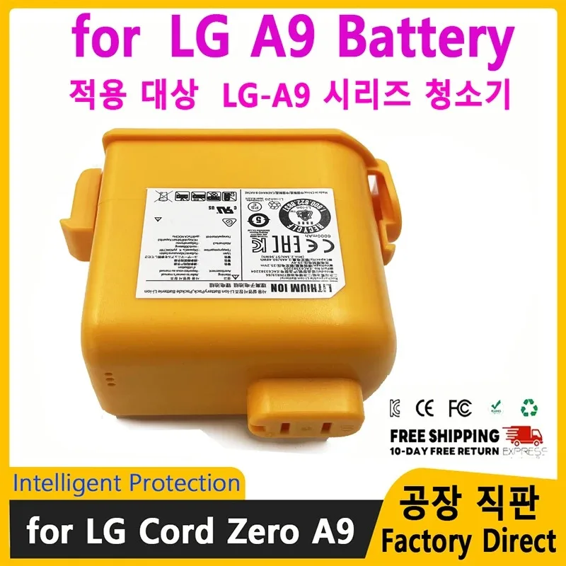 for LG CordZero A9 Battery 4000mAh 6000mAh Replacement Compatible with A9S/P9 Vacuum EAC63382204/EAC63382201.