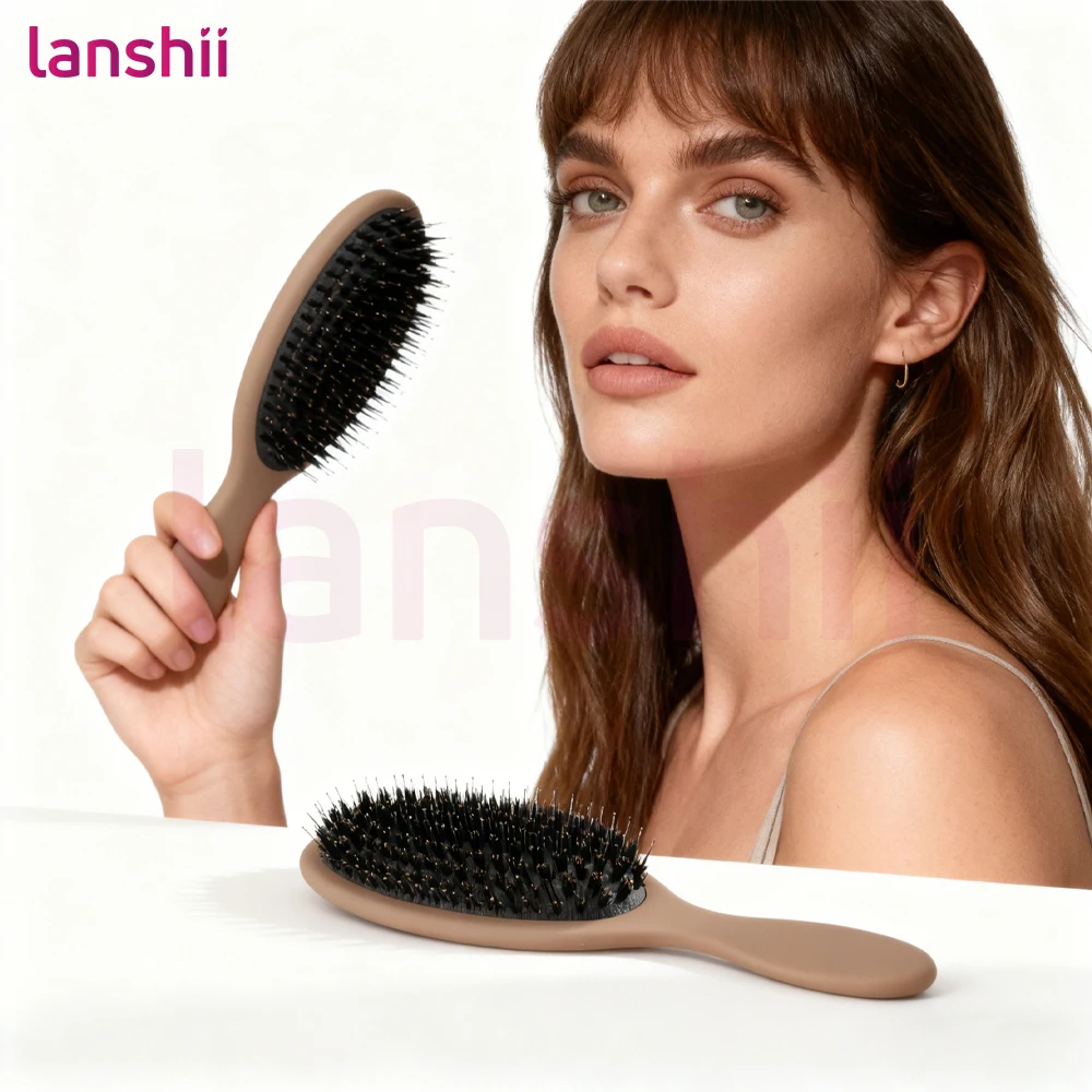 

Щетка для наращивания волос Lanshii из щетины кабана — нежный антистатический распутыватель для наращивания и натуральных волос