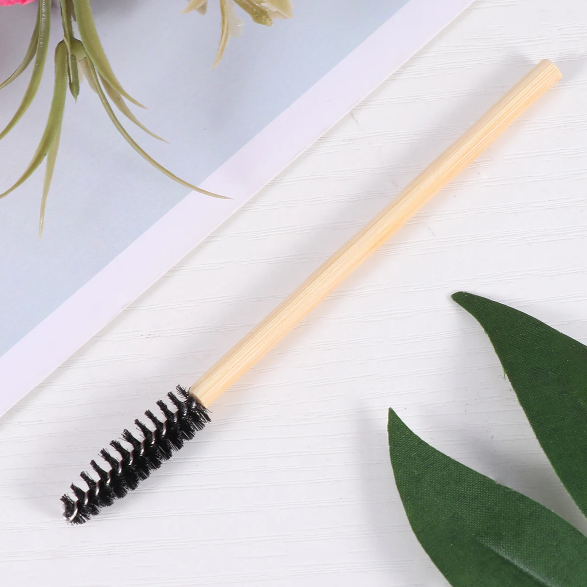 

20 Pcs Bamboo Handle Eyebrow Brushes Premium Polyester Lightweight Portable Salon Home Use Supplies Mini Size Smooth