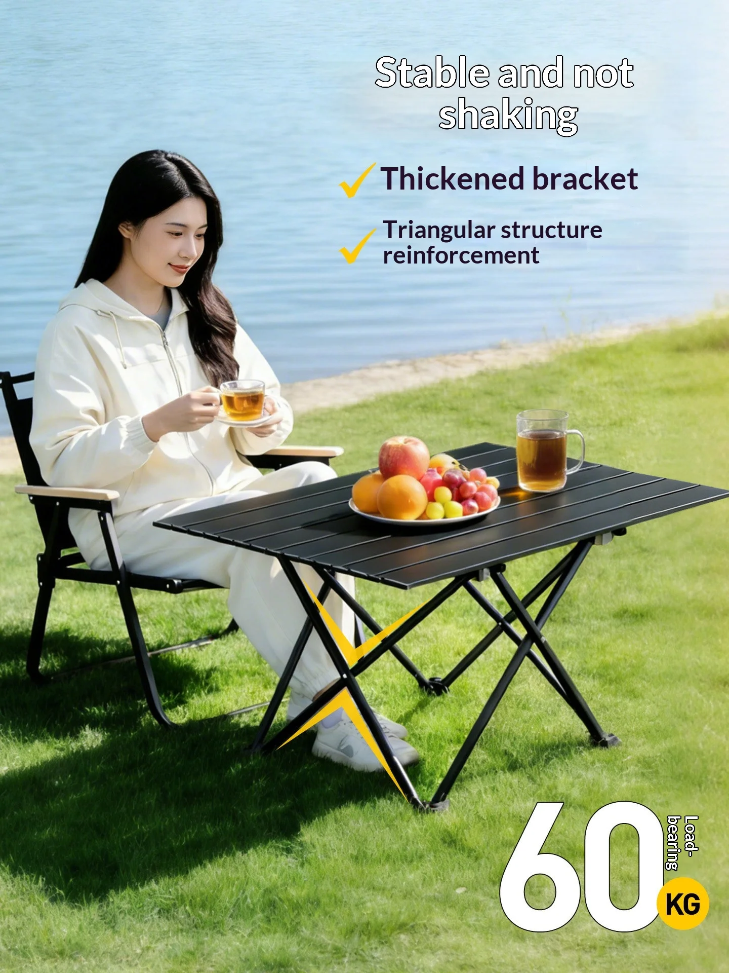 & Outdoor Lightweight Folding Table Camping Table Chairs New Type Household Portable Egg Roll Table Picnic Camping Full Set
