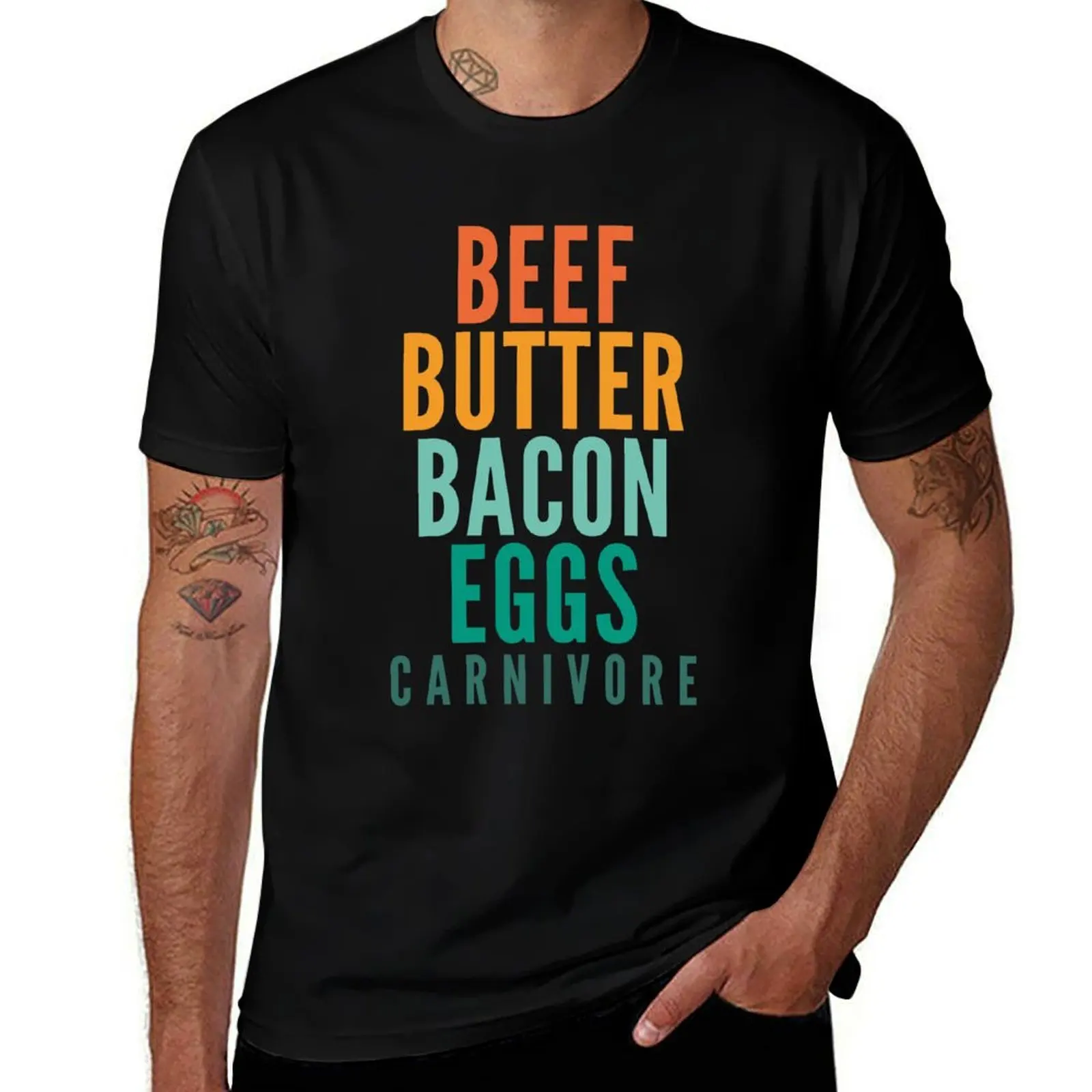 

Beef - Butter - Bacon - Eggs Carnivore T-Shirt blanks animal prinfor boys anime clothes anime figures shirts graphic tee men
