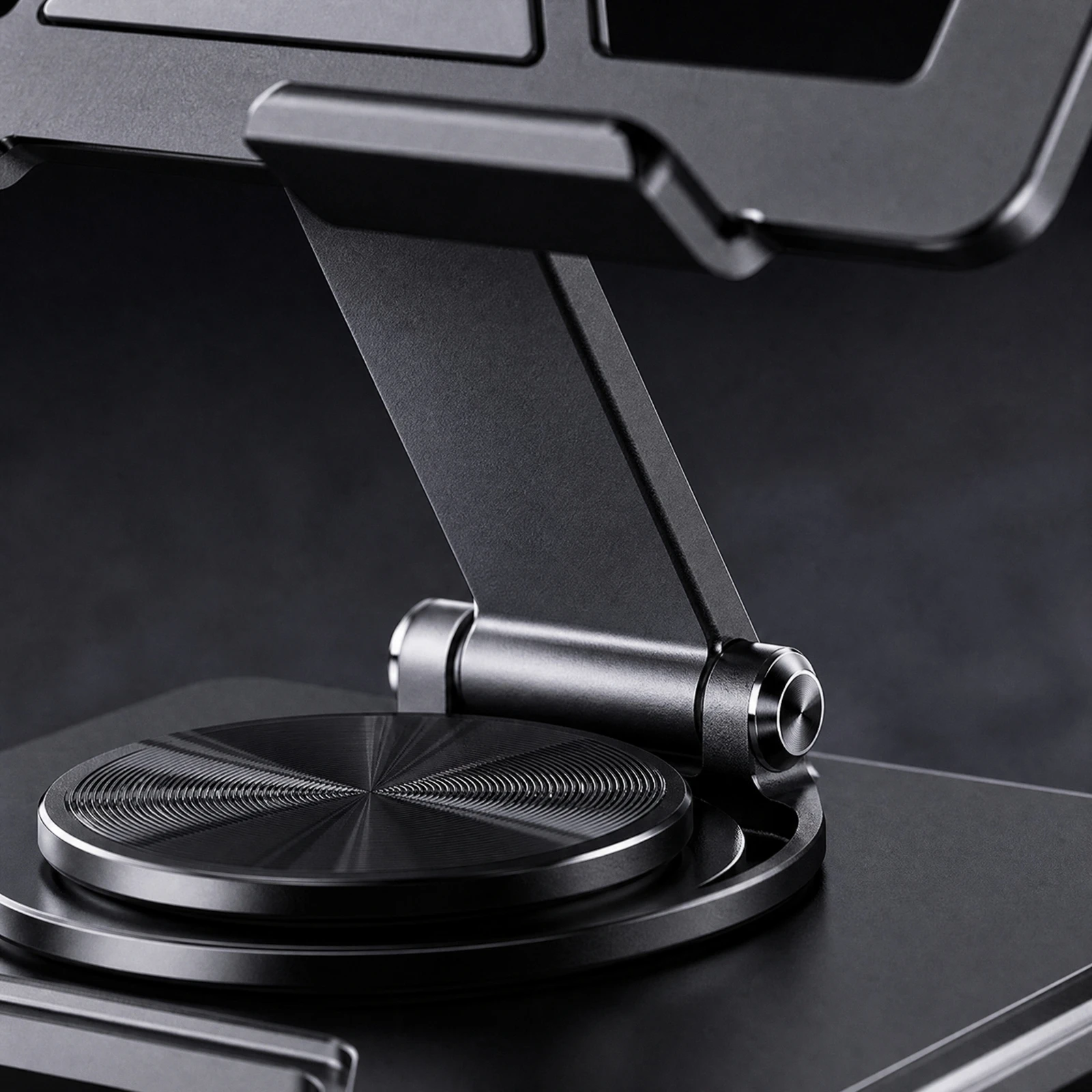 Metal Desktop Stand with Rotating Base Sturdy Folding Device Cradle Stand Holder Long-Lasting Compact for Home Office 2