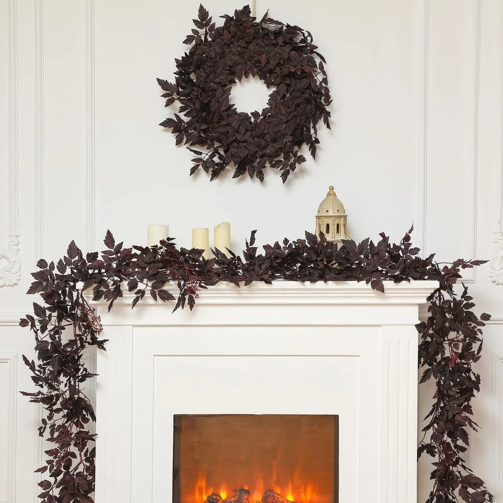 Artificial Autumn Vine Leaves with Bendable Iron Wires 180cm PE Plastic Foliage for Home Office Wedding Thanksgiving Decor