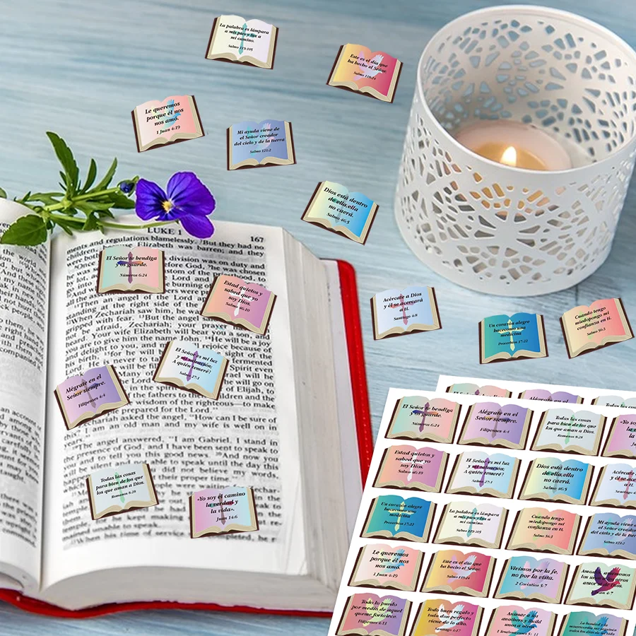 200 Pcs Spanish Inspirational Bible Verse Stickers - Colorful  Faith Decals for Gifts, Envelopes & Crafts.