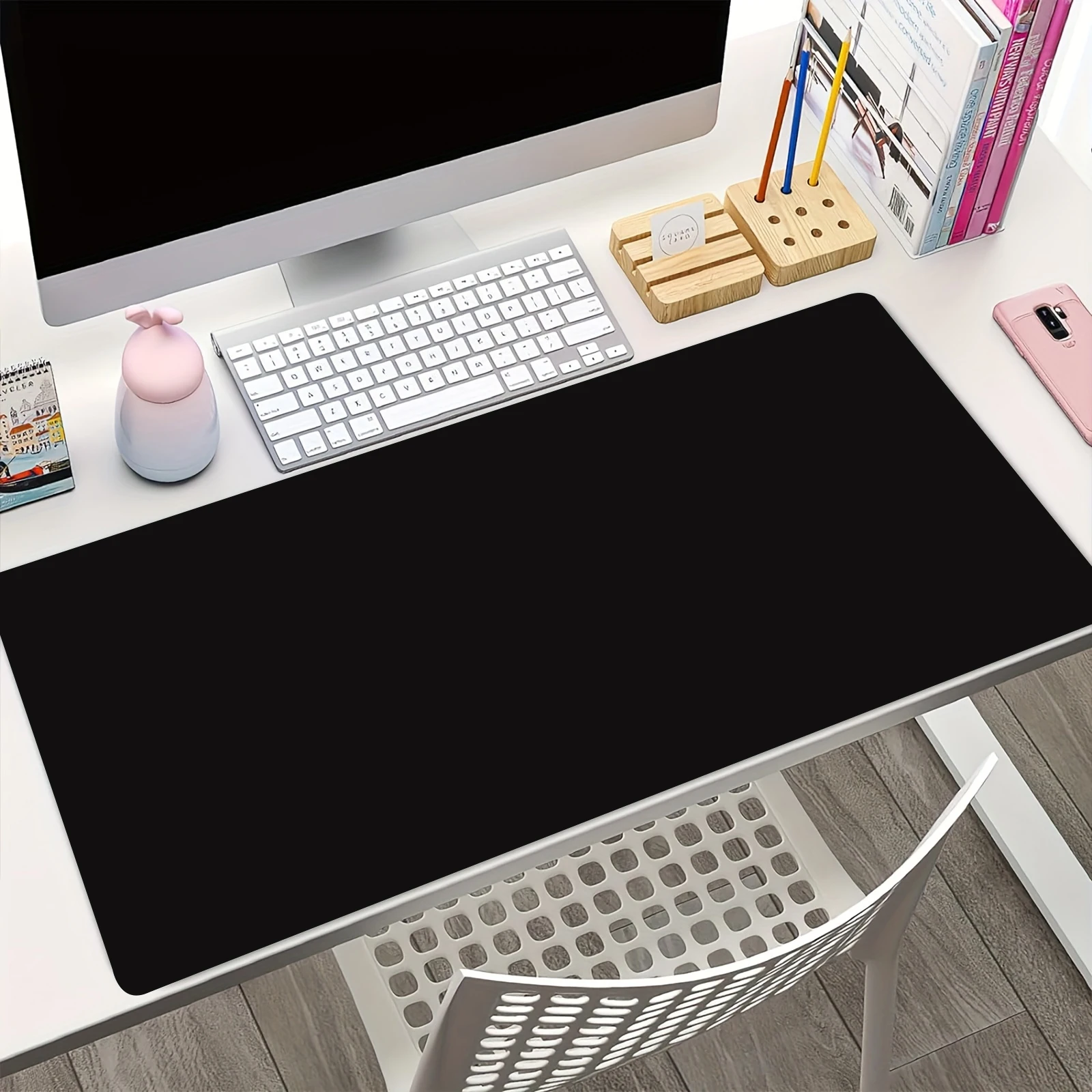 White and Black Mouse Pad Solid Color Gaming HD Mousepad XL Keyboard Pads Non-Slip Carpet Desk Mat Office Accessories Table Mats