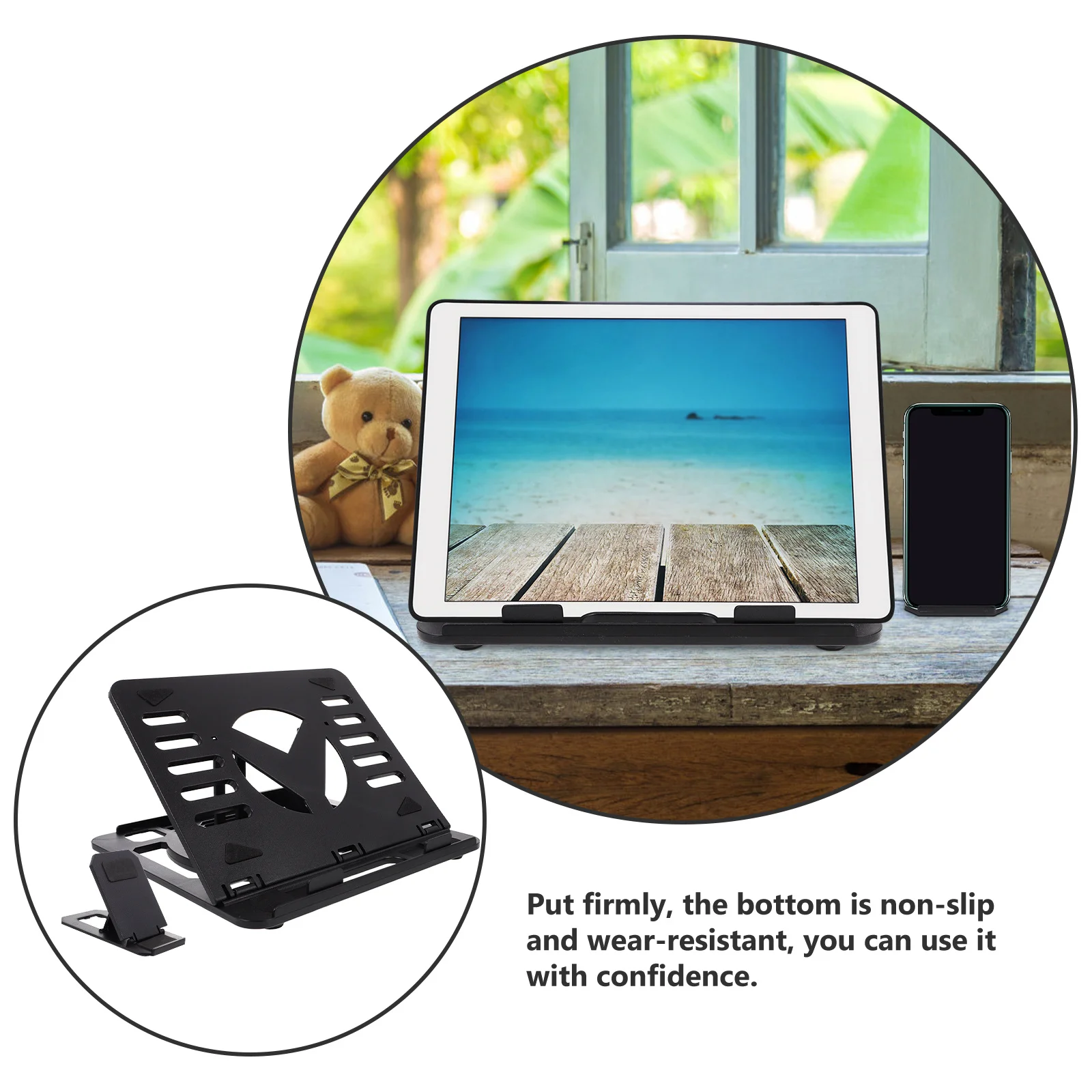 

Laptop Riser for Desk Rotating Stand Folding Bracket ABS Material Non Slip Hollow Design Heat Dissipation Office Meeting Room