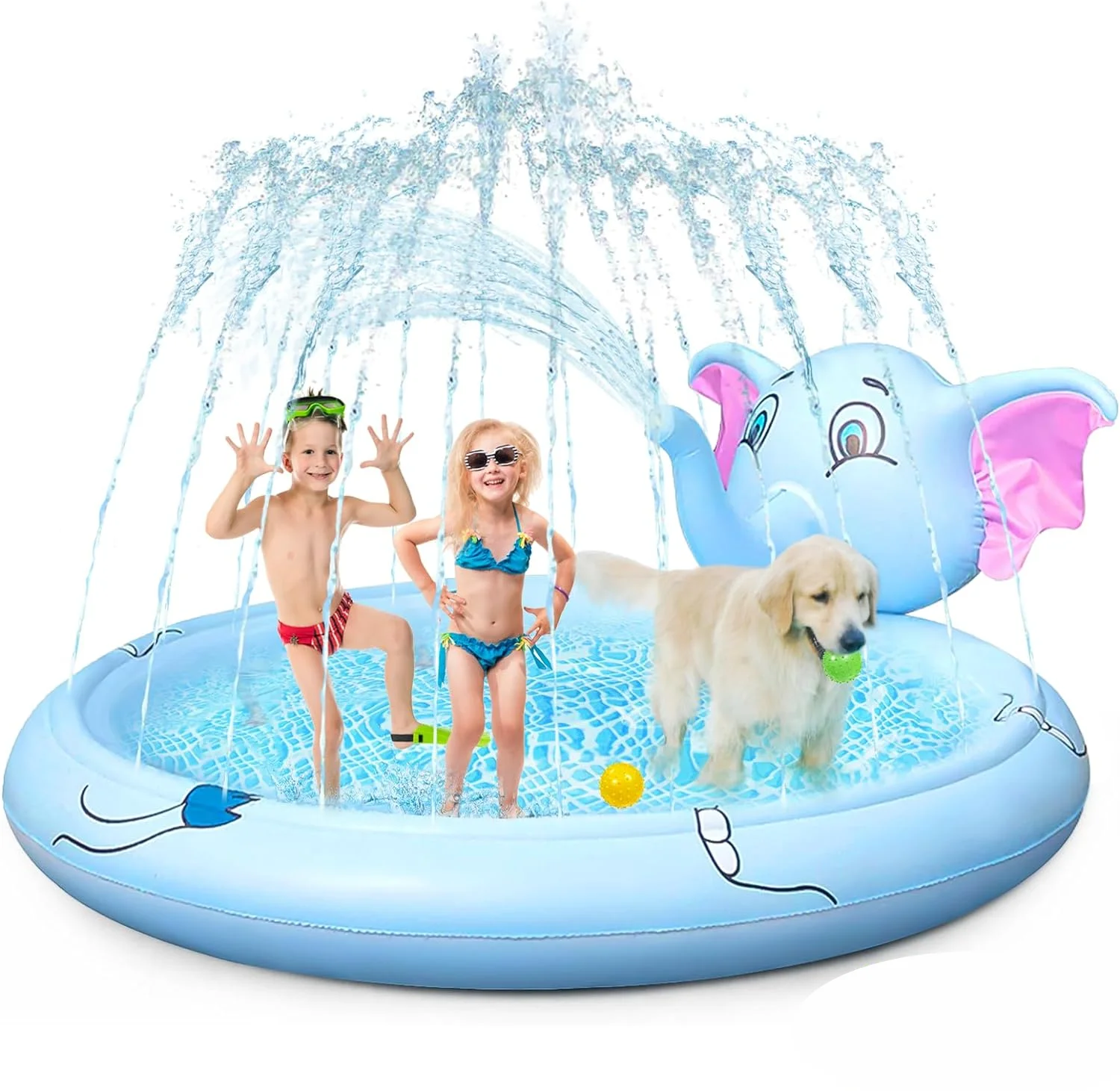 

Extra Large Cute Elephant Inflatable Splash Toy for Kids & Dogs,Thicken Sprinkler Pool Summer Outdoor Water Fun for Backyard