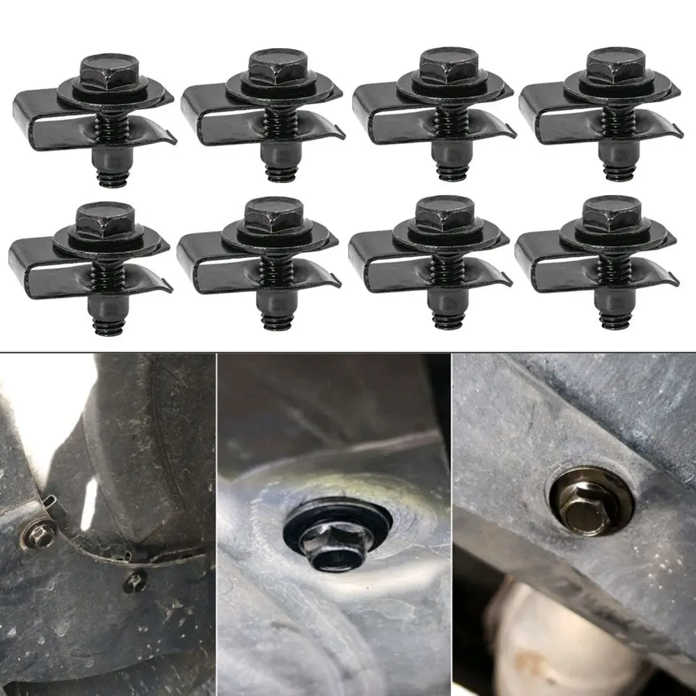 5/10pcs 6MM Car Body Bolts Splash Shield Guard M6 Splash Shield Guard Bolts Metal Nuts Self-tapping Screws Car U-nut Clips