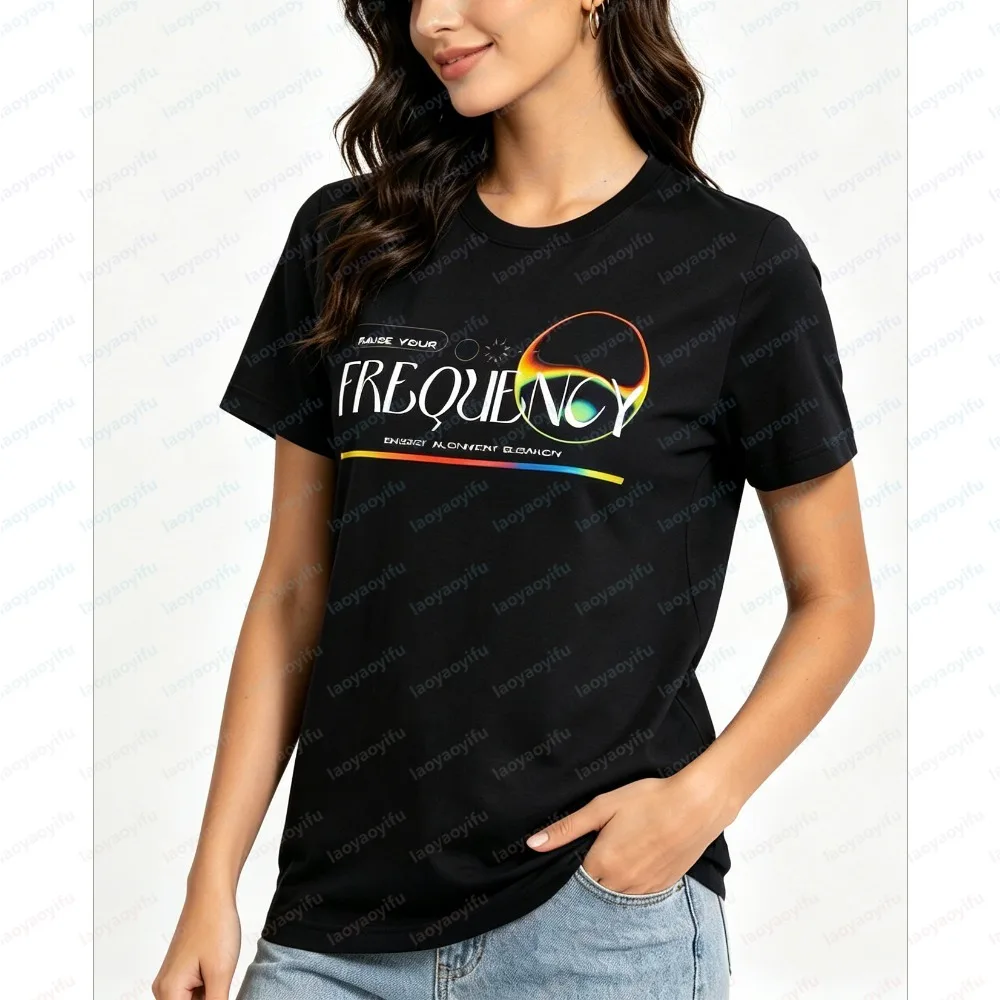 Fashion Unisex Summer Short Sleeve T-Shirt Spiritual Energy Elevation Minimalist Print Comfort Cotton Tee Trendy Casual Top