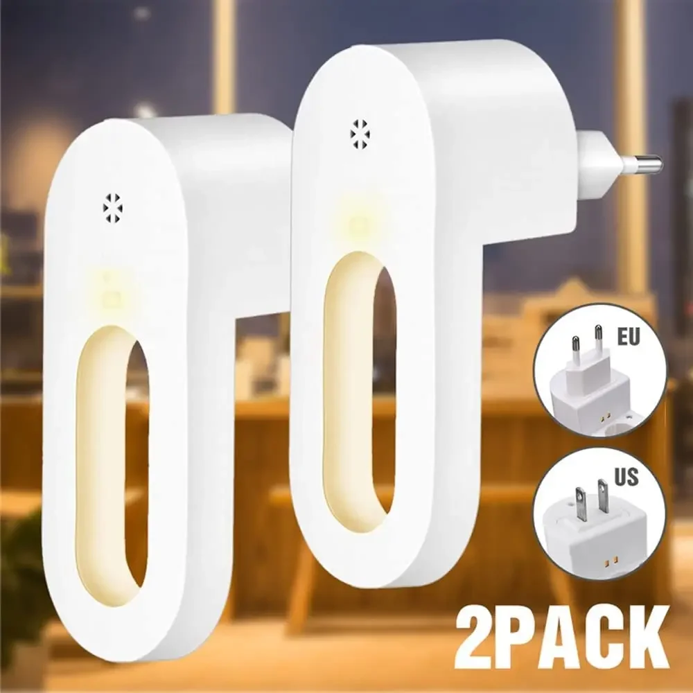 2/1 Pcs EU/US Plug Wall Night Light Socket With Twilight Sensor Warm White Lamp Energy Saving For Kids Room Bedroom